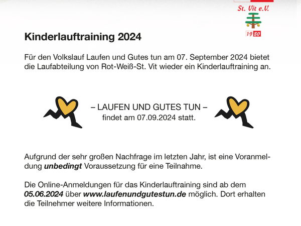 Titelbild RW-Kindertraining: Laufen & Gutes Tun